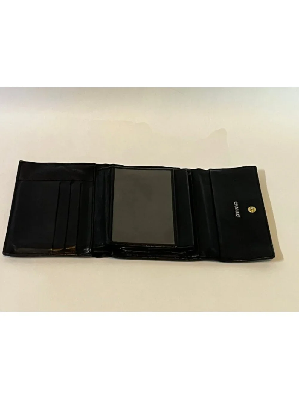Authentic Chanel Chocolate Bar matelasse square-quilted compact trifold wallet